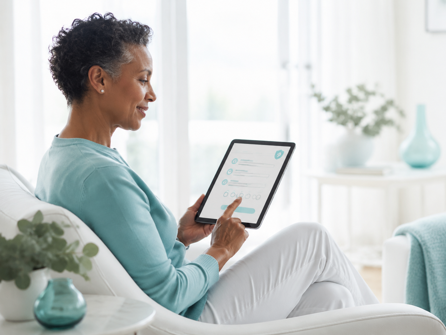 A patient completing an online health assessment at home